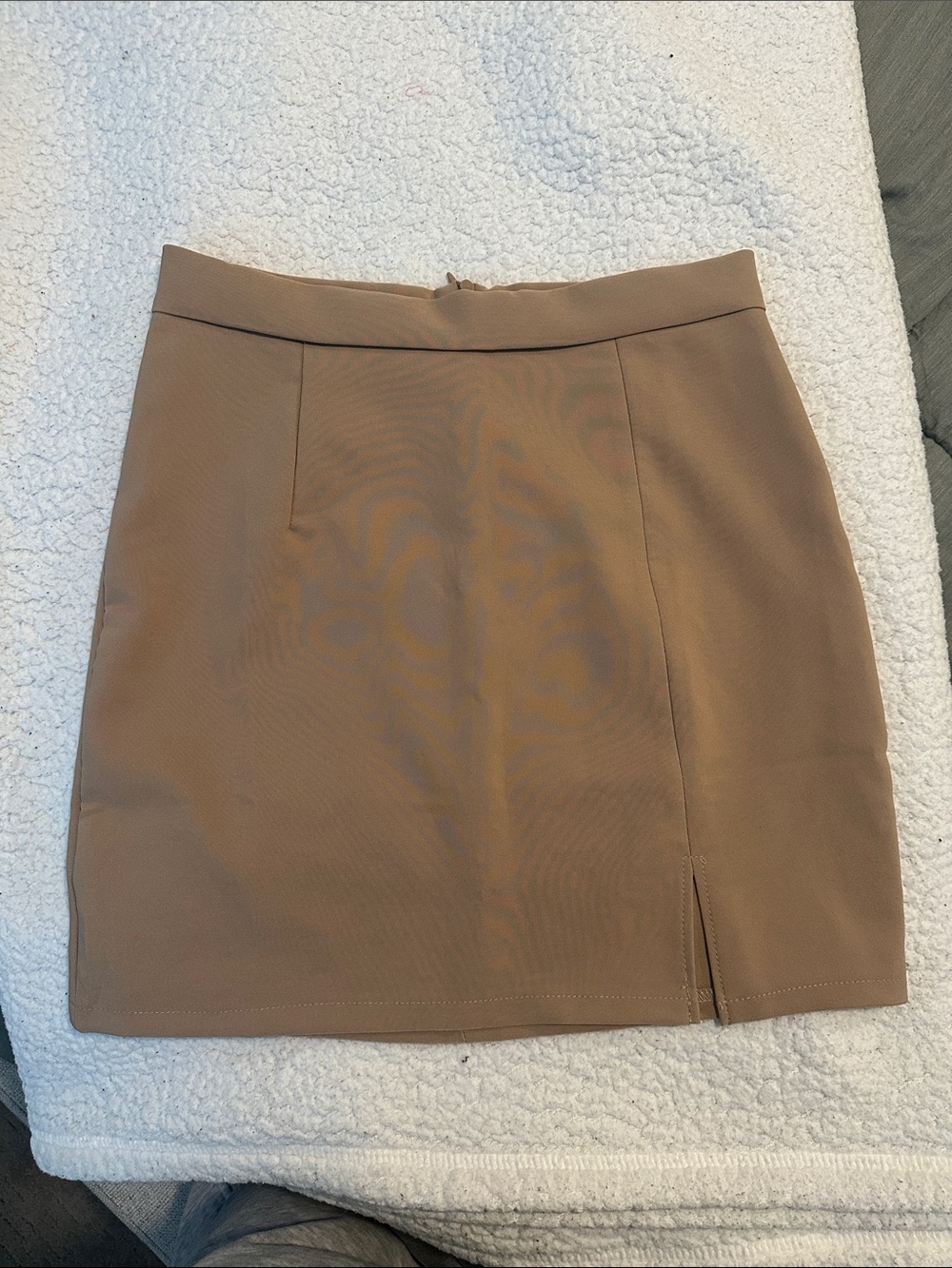 Papaya Tan Mini Skirt with Front Slit